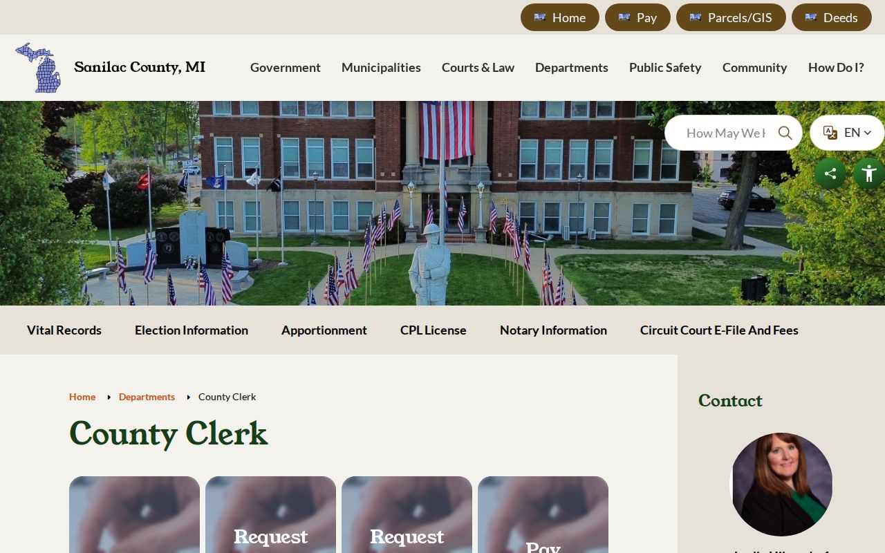 Sanilac County Clerk and Circuit Court records contact for Sanilac County arrest warrant records
