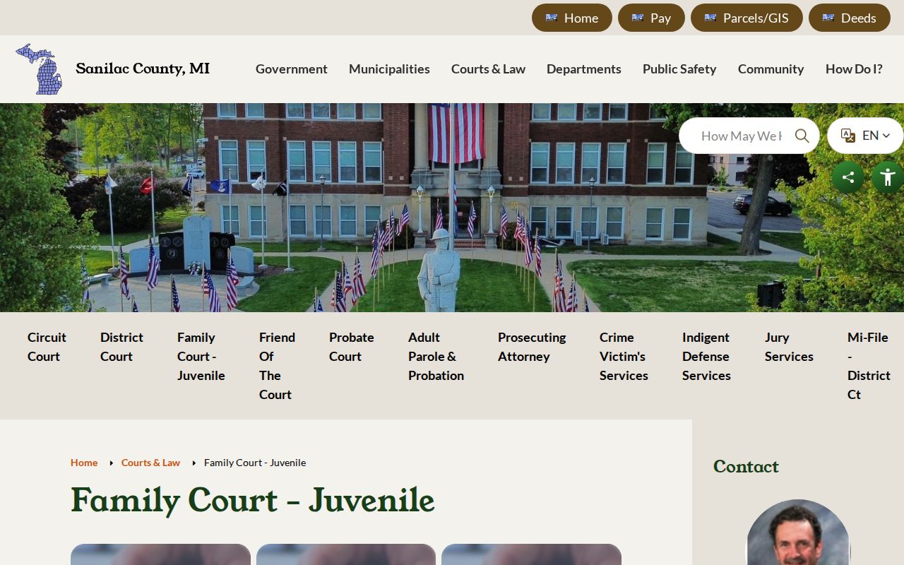 Sanilac County Family and Juvenile court contact page for protected Sanilac County warrant records