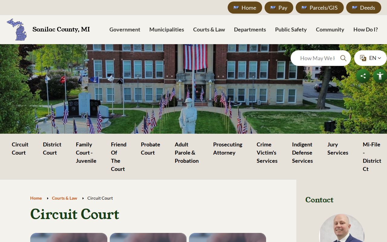 Sanilac County 24th Circuit Court page used for Sanilac County warrant records status checks