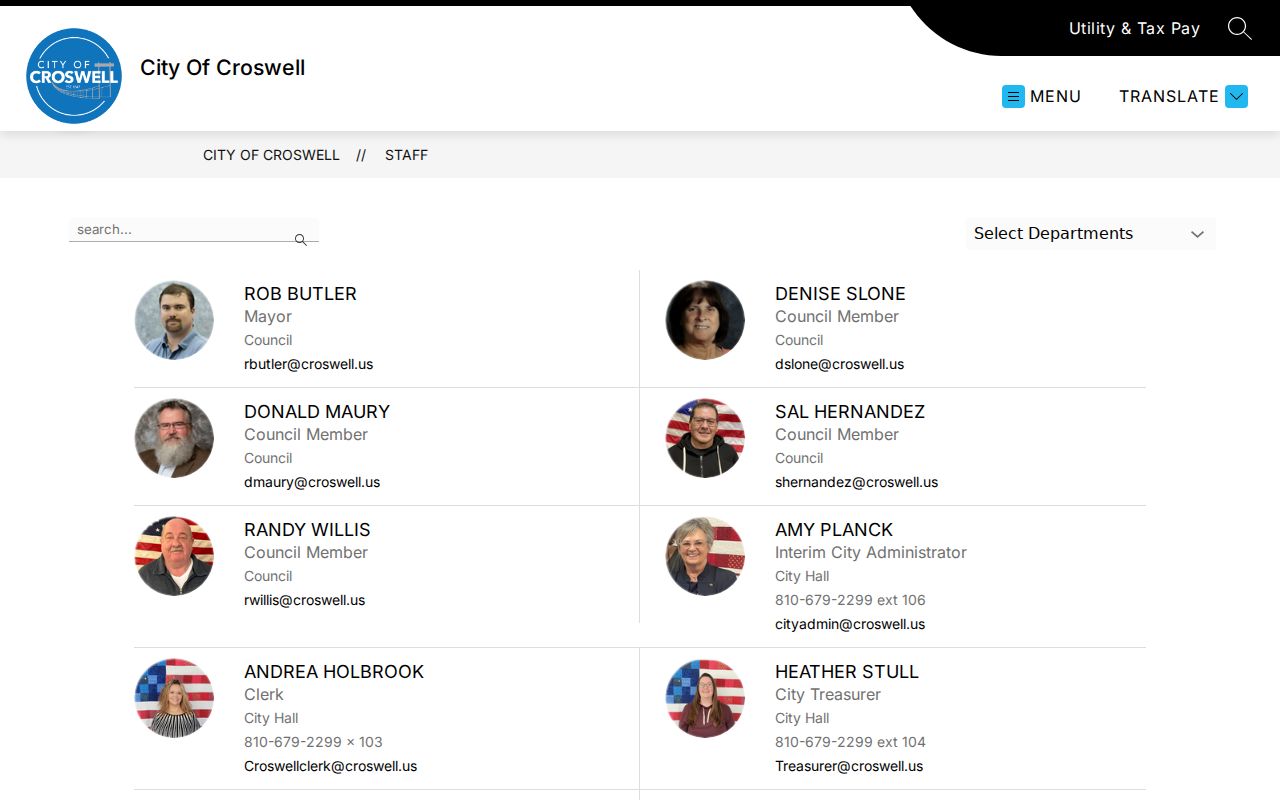 Croswell police chief contact page used for local agency questions about Croswell warrant records